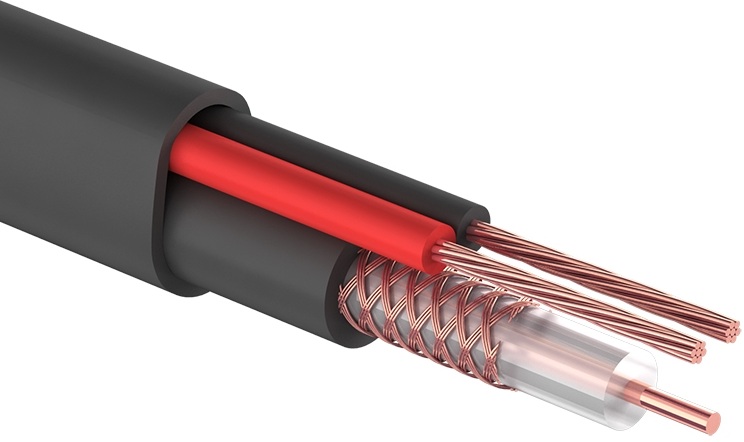 Кабель комбинированный ЭЛЕТЕК RG59 B/U+2x0.75 мм2 75 Ом, Outdoor, 500 м